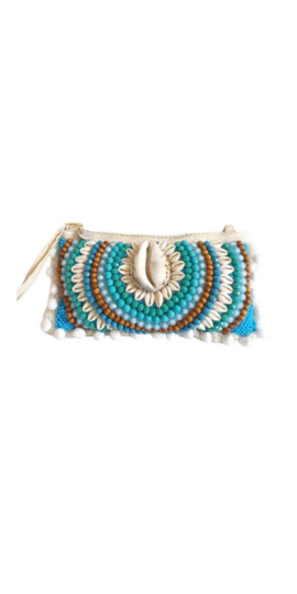 clutch bordada turqueza com crochet